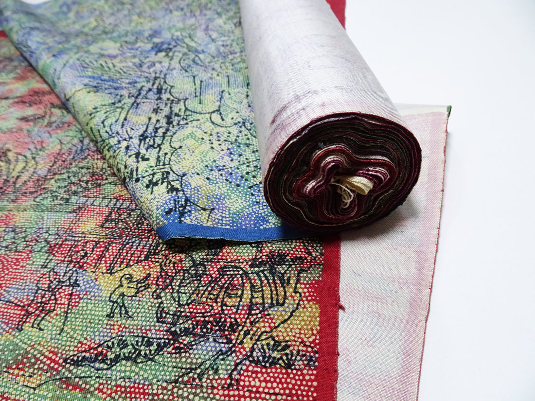 Japanese Vintage Rare Showa-Era Dyed Sample Fabric Bolt 14005