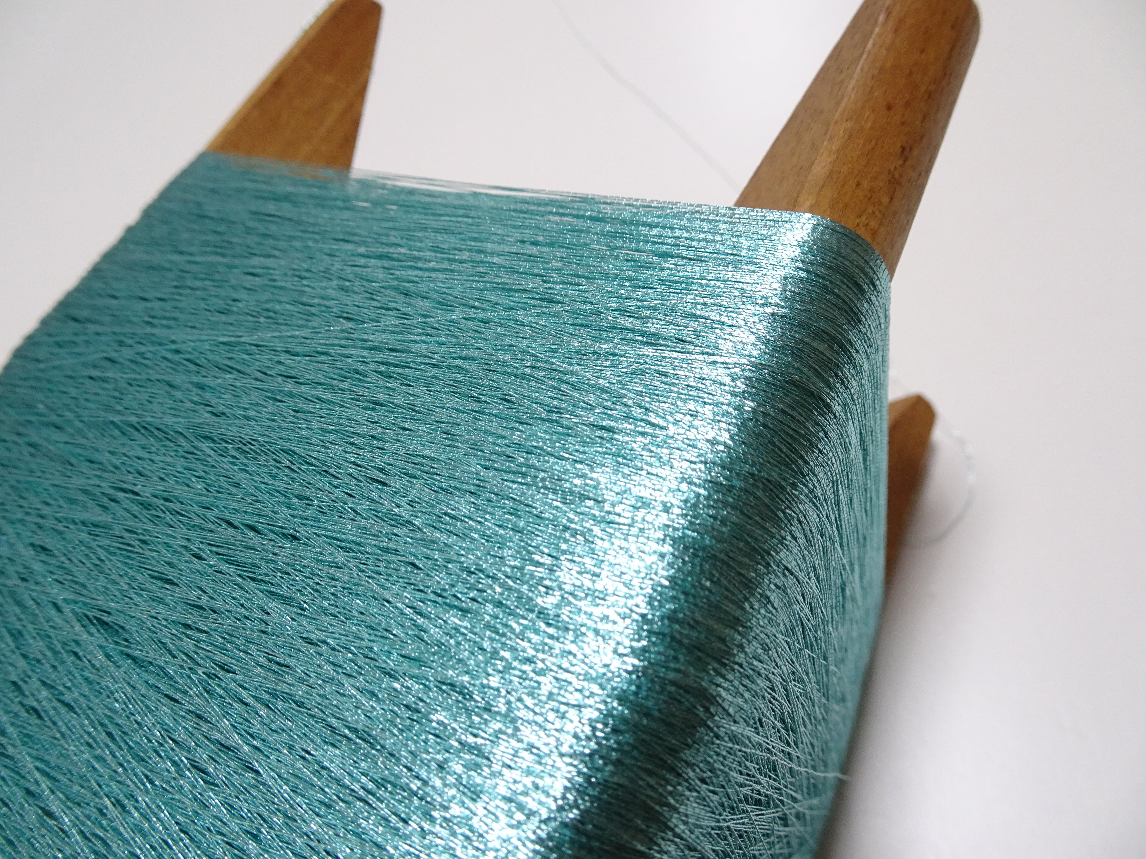 Japanese Vintage Wooden Spool & metallic Thread Embroidery 18007