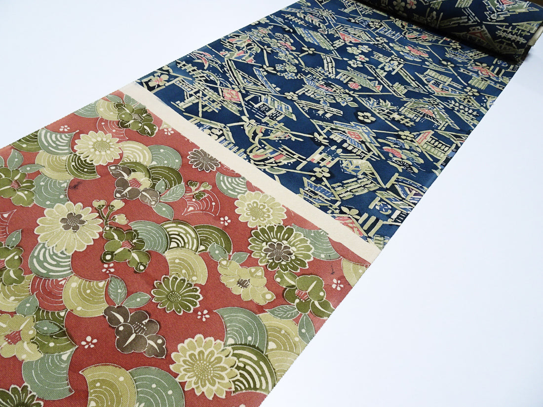 Japanese Vintage Rare Showa-Era Dyed Sample Fabric Bolt 14006