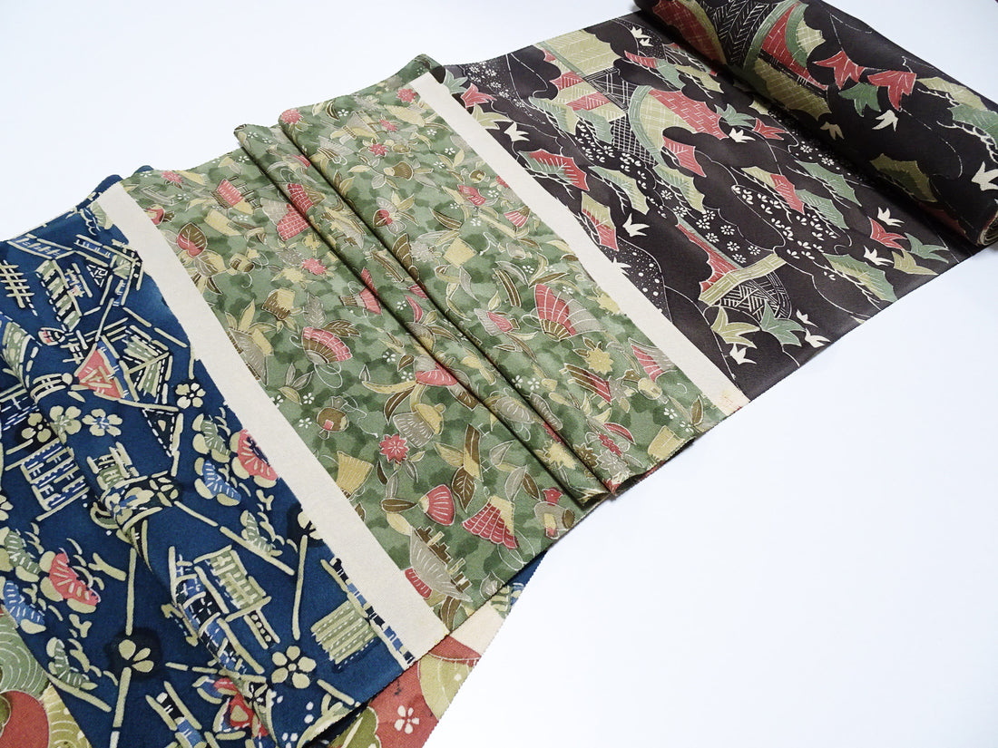 Japanese Vintage Rare Showa-Era Dyed Sample Fabric Bolt 14006