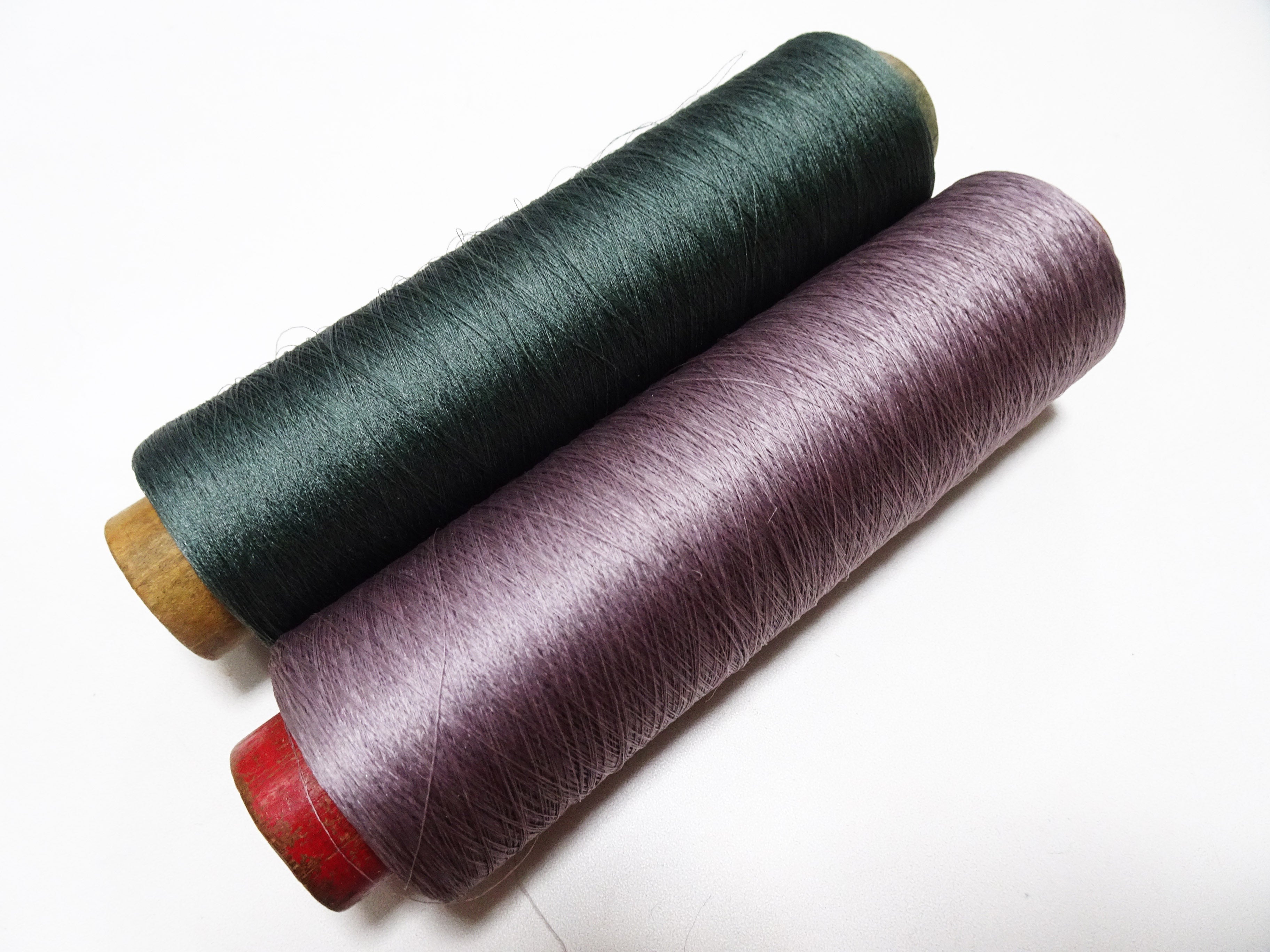 Japanese Vintage Silk Thread & Woodn Spool 2sets Embroidery 18740