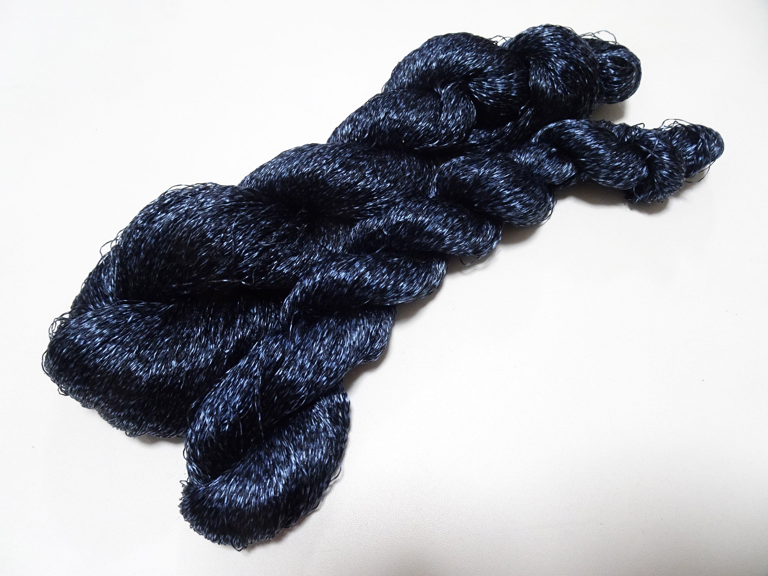 Japanese Vintage Super Rare Indigo Mud Dyeing Kasuri loose Twisted Silk Thread 2sets Embroidery & weave 13621