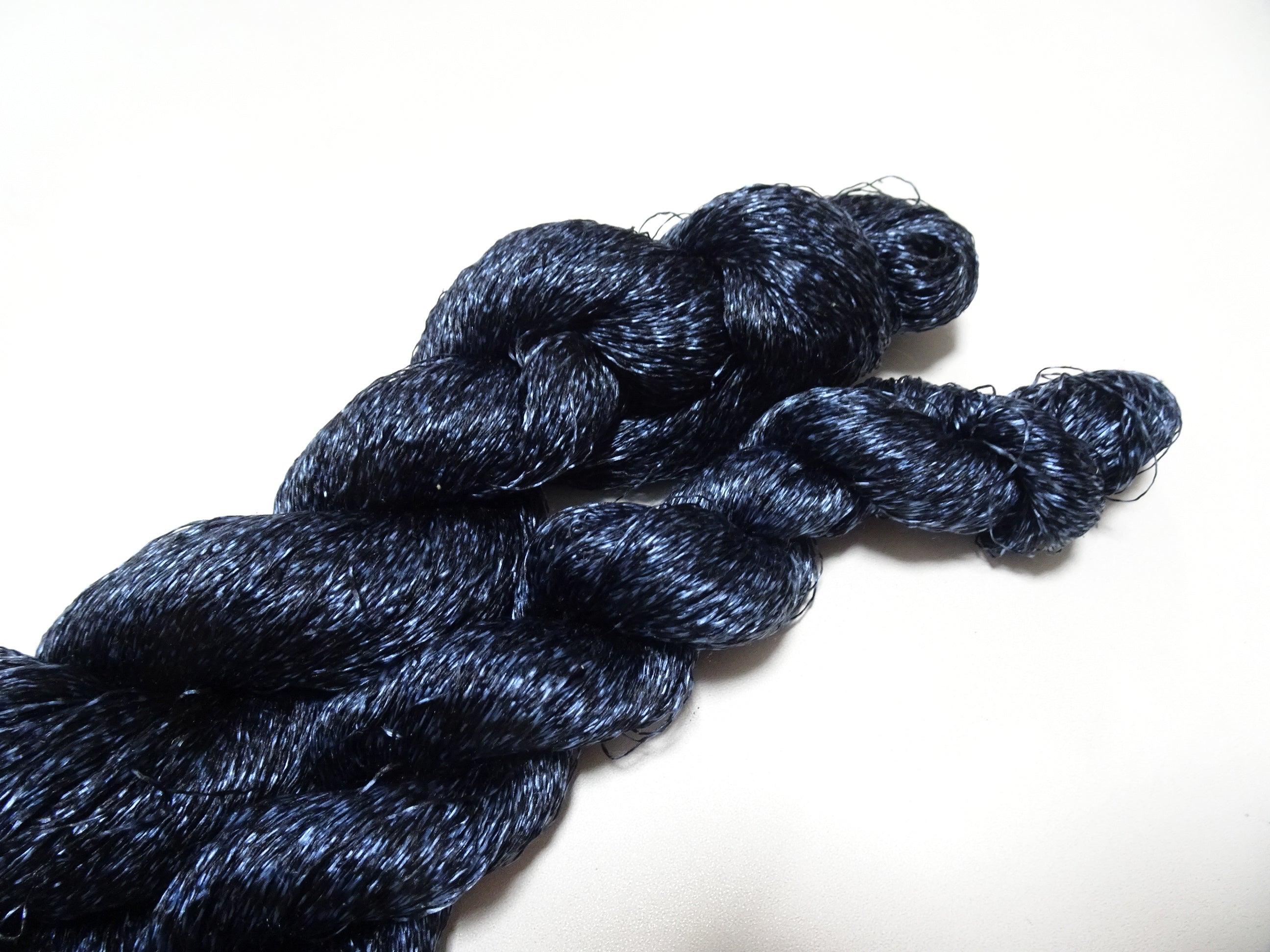 Japanese Vintage Super Rare Indigo Mud Dyeing Kasuri loose Twisted Silk Thread 2sets Embroidery & weave 13621