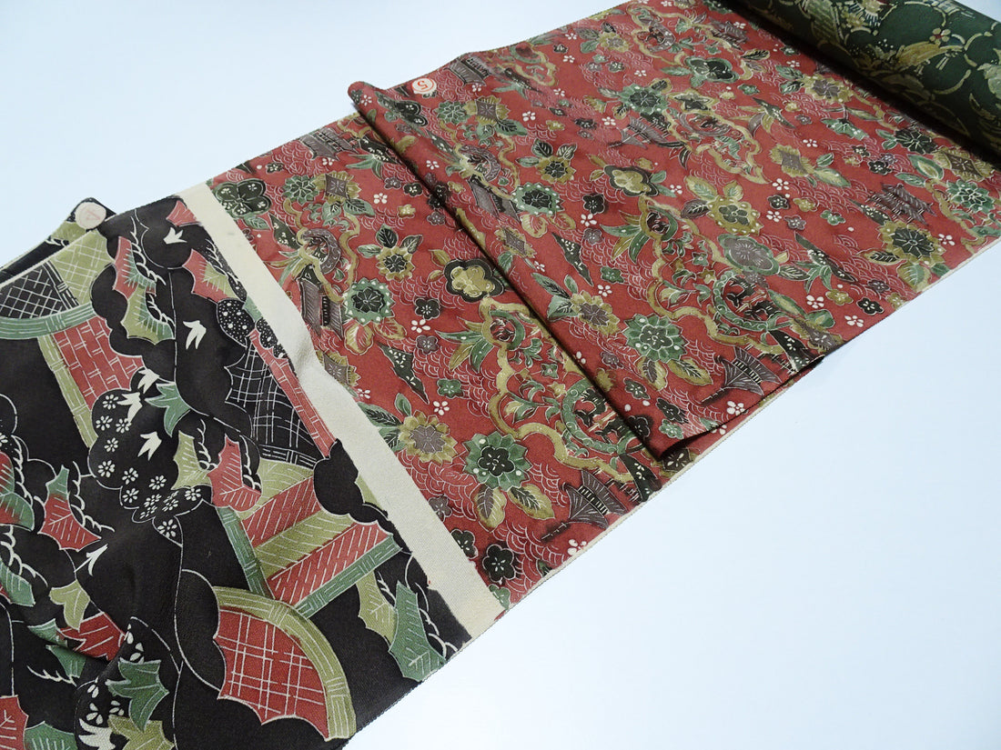 Japanese Vintage Rare Showa-Era Dyed Sample Fabric Bolt 14006