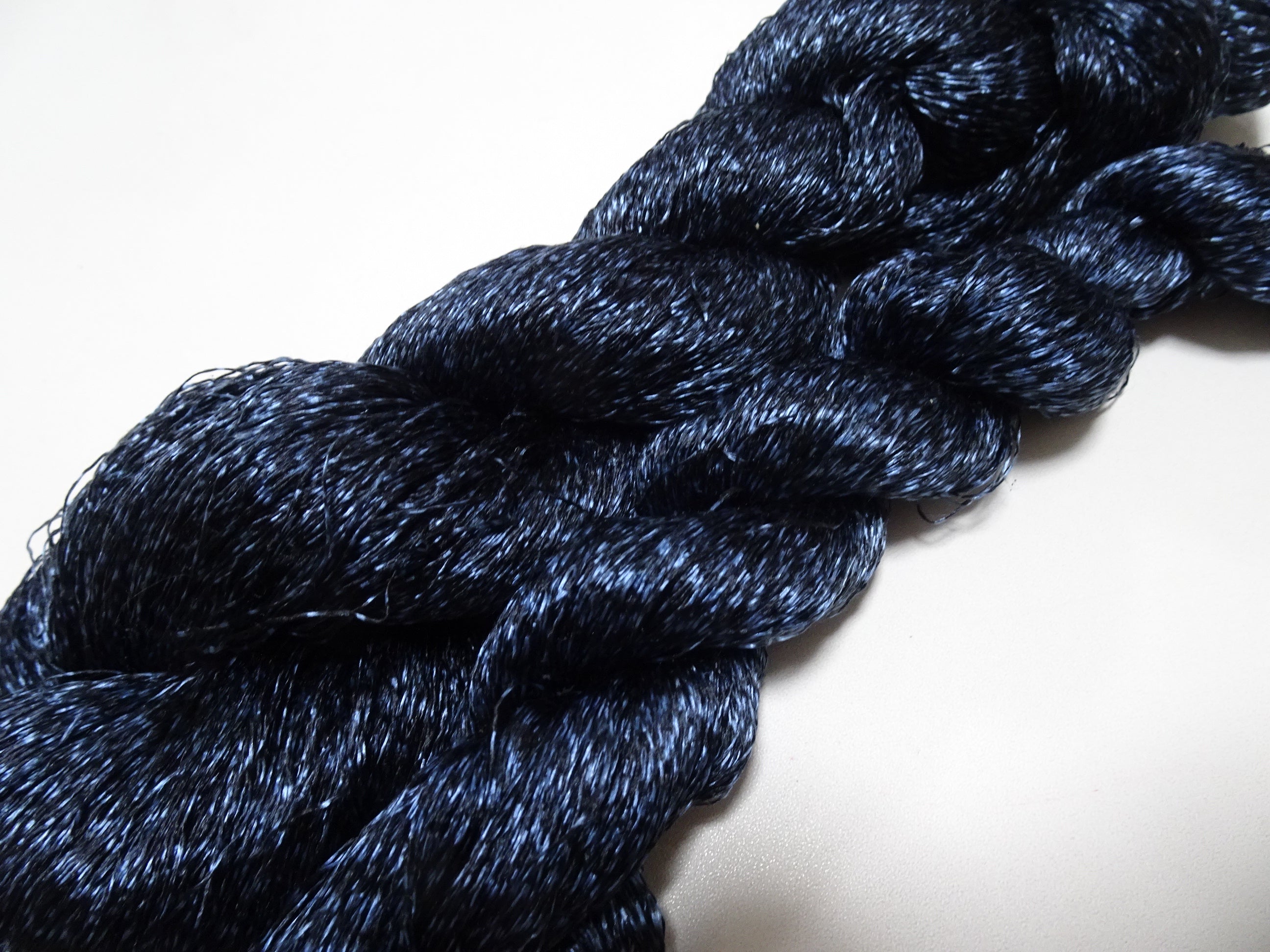 Japanese Vintage Super Rare Indigo Mud Dyeing Kasuri loose Twisted Silk Thread 2sets Embroidery & weave 13621