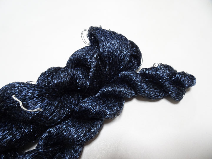 Japanese Vintage Super Rare Indigo Mud Dyeing Kasuri loose Twisted Silk Thread 2sets Embroidery & weave 13622