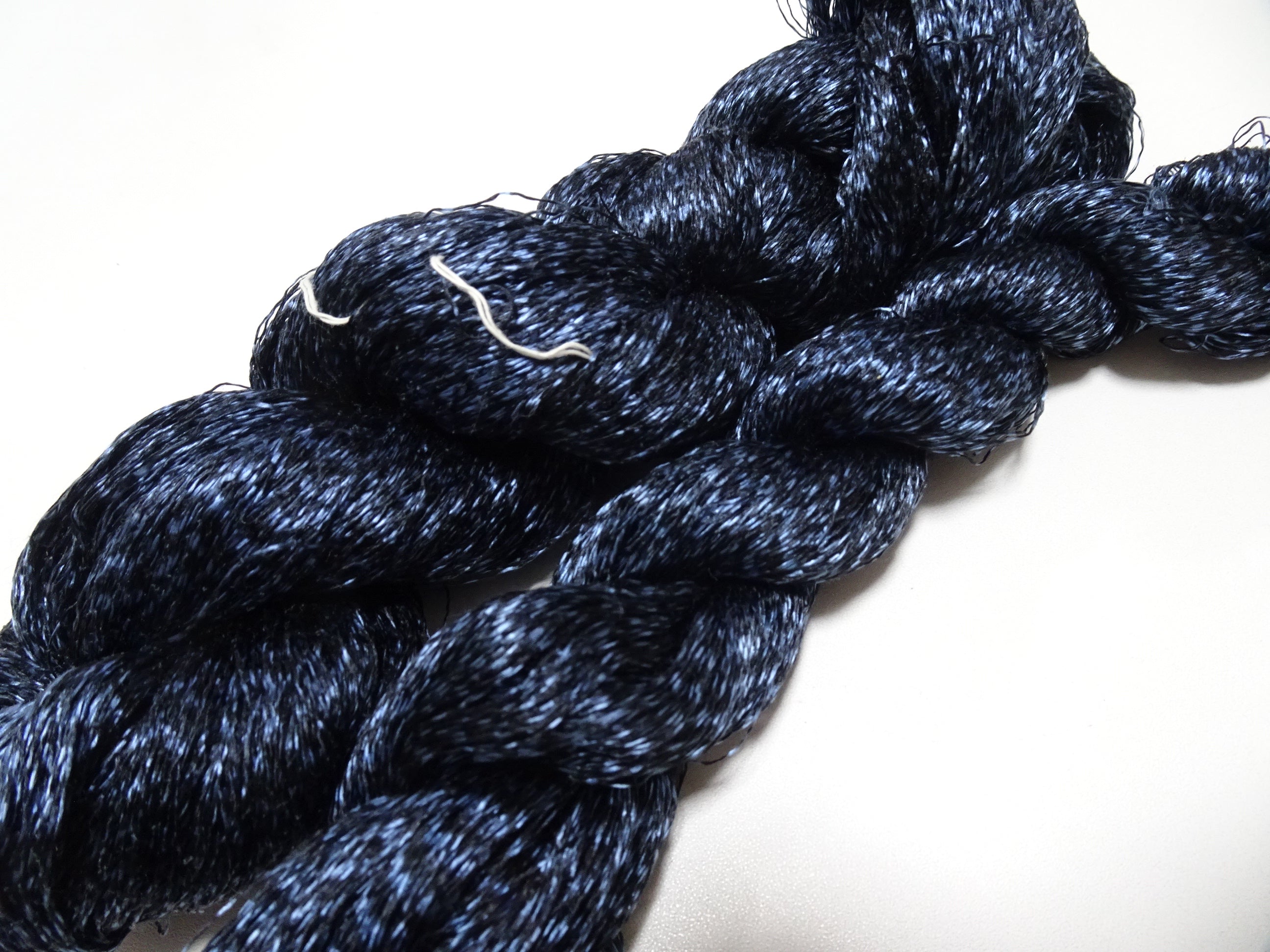 Japanese Vintage Super Rare Indigo Mud Dyeing Kasuri loose Twisted Silk Thread 2sets Embroidery & weave 13622