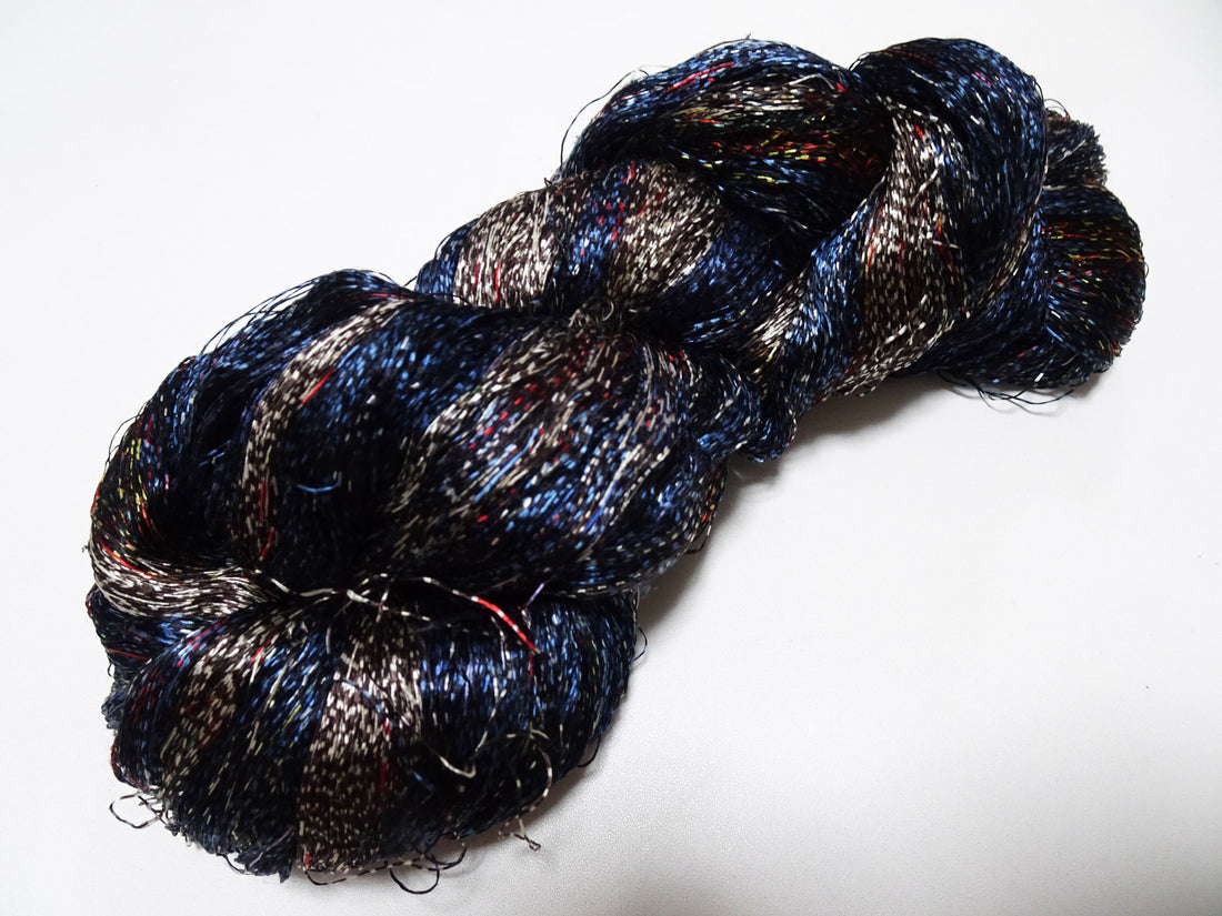 Japanese Vintage Super Rare Mud Dyeing Kasuri loose Twisted Silk Thread Embroidery & weave 13623