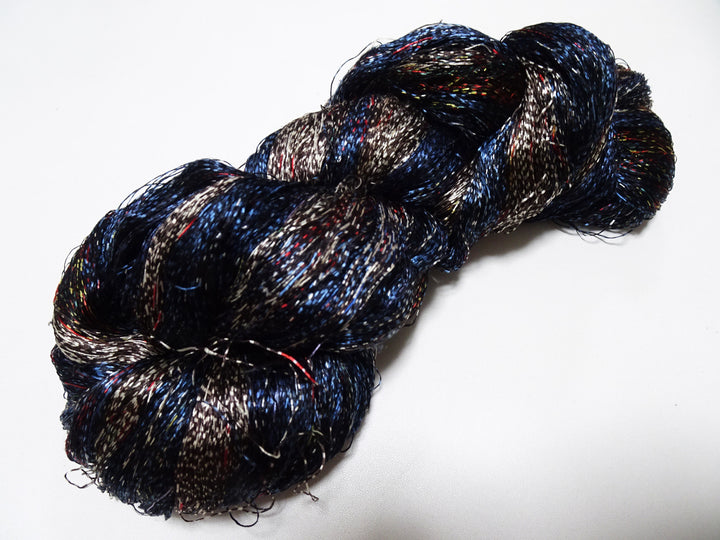 Japanese Vintage Super Rare Mud Dyeing Kasuri loose Twisted Silk Thread Embroidery & weave 13623