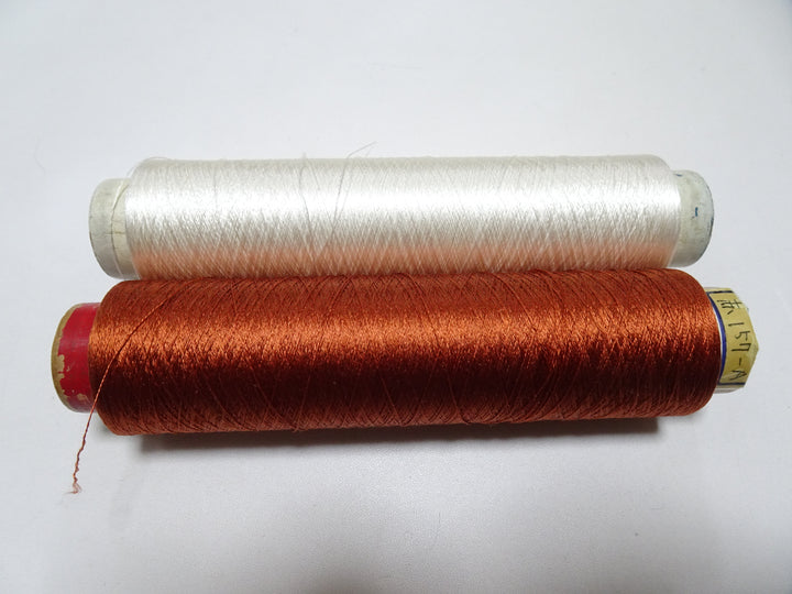 Japanese Vintage Silk Thread & Woodn Spool 2sets Embroidery 18742