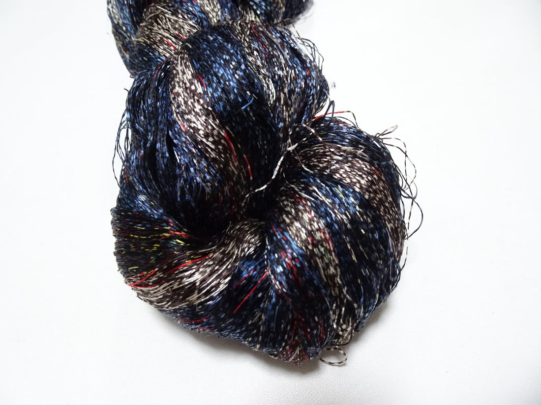 Japanese Vintage Super Rare Mud Dyeing Kasuri loose Twisted Silk Thread Embroidery & weave 13623