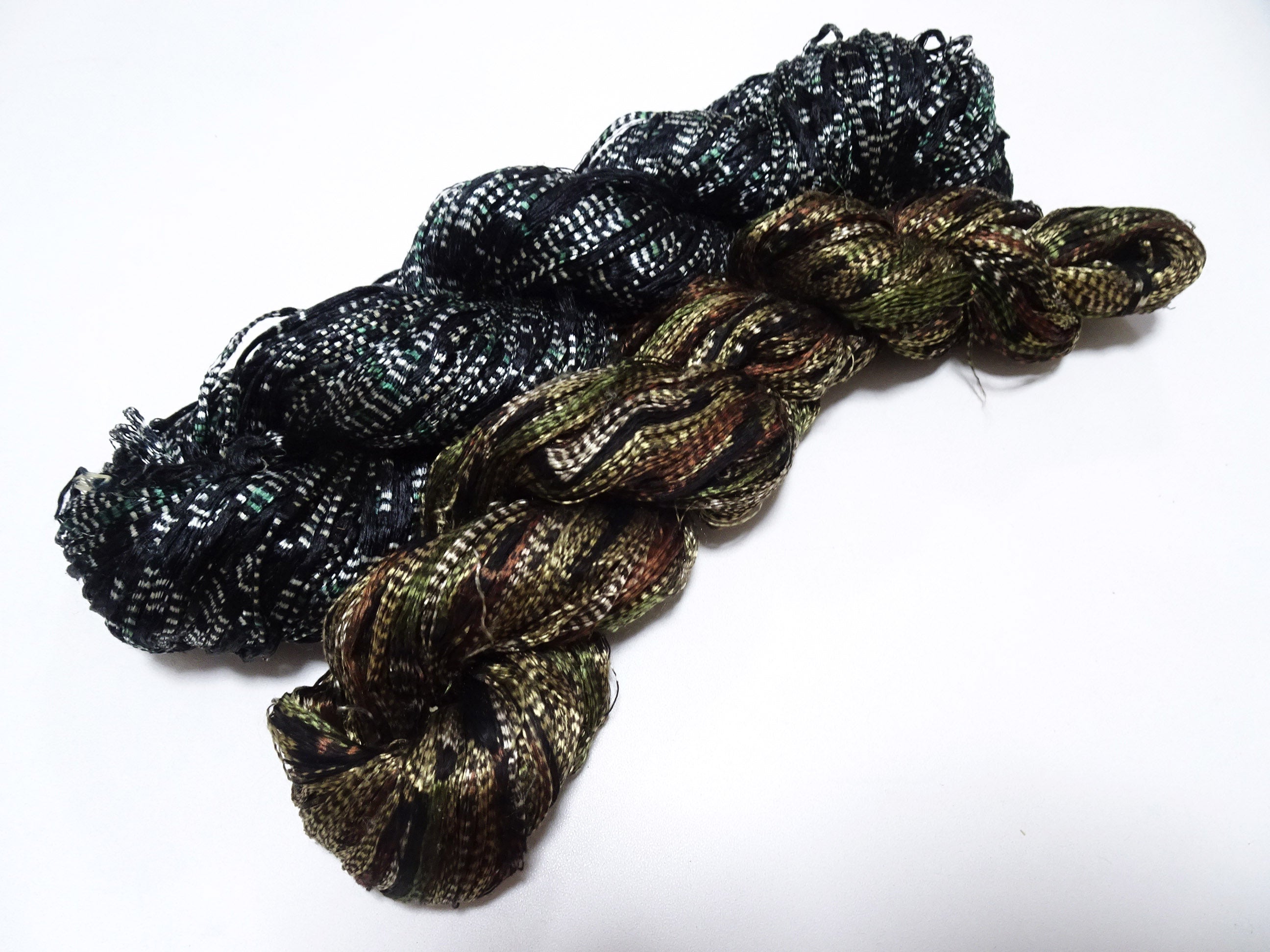 Japanese Vintage Super Rare Mud Dyeing Kasuri loose Twisted Silk Thread 2sets Embroidery & weave 13625