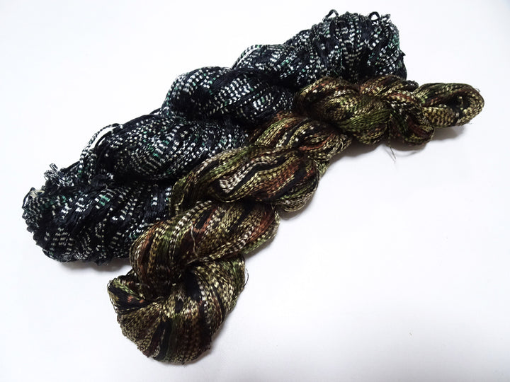 Japanese Vintage Super Rare Mud Dyeing Kasuri loose Twisted Silk Thread 2sets Embroidery & weave 13625