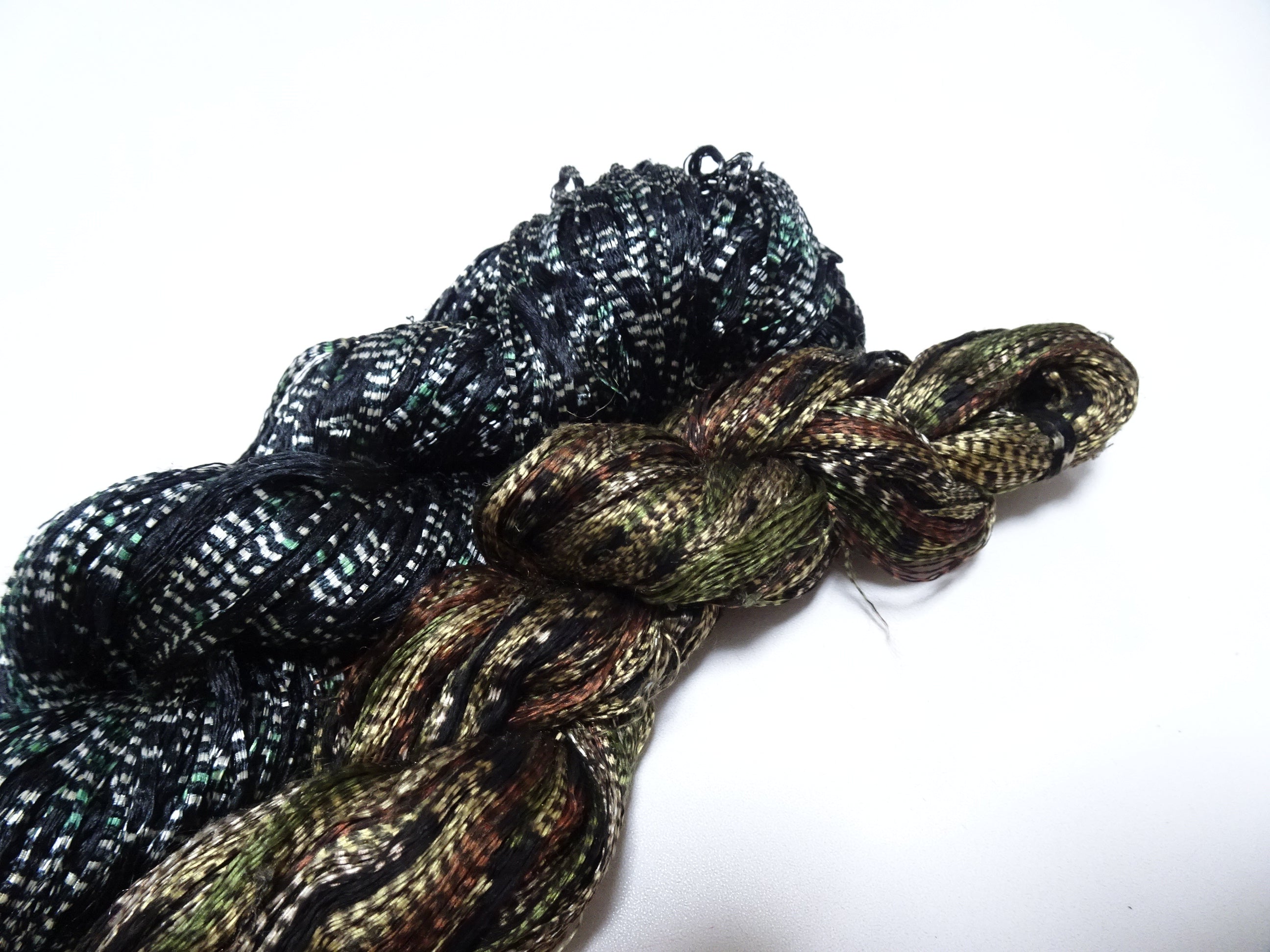 Japanese Vintage Super Rare Mud Dyeing Kasuri loose Twisted Silk Thread 2sets Embroidery & weave 13625