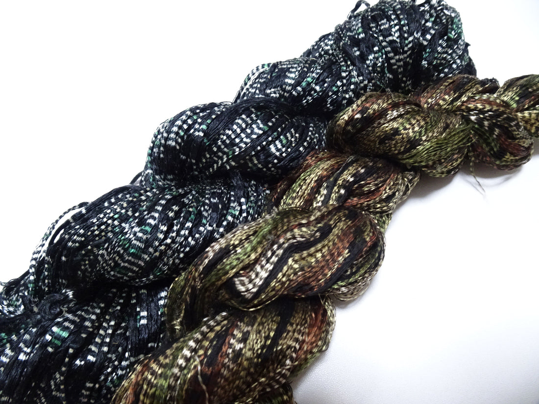 Japanese Vintage Super Rare Mud Dyeing Kasuri loose Twisted Silk Thread 2sets Embroidery & weave 13625