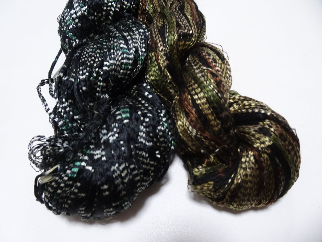 Japanese Vintage Super Rare Mud Dyeing Kasuri loose Twisted Silk Thread 2sets Embroidery & weave 13625