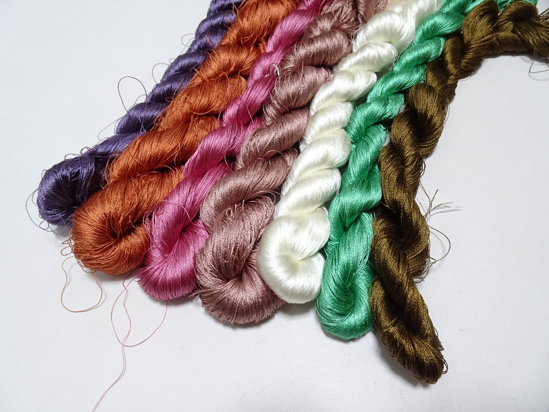 Japanese Vintage Twisted Silk Thread 3sets Embroidery 17246