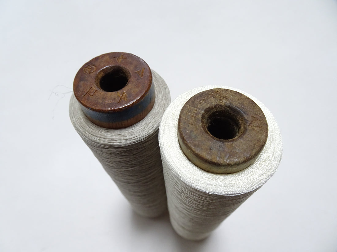 Japanese Vintage Silk Thread & Woodn Spool 2sets Embroidery 18746