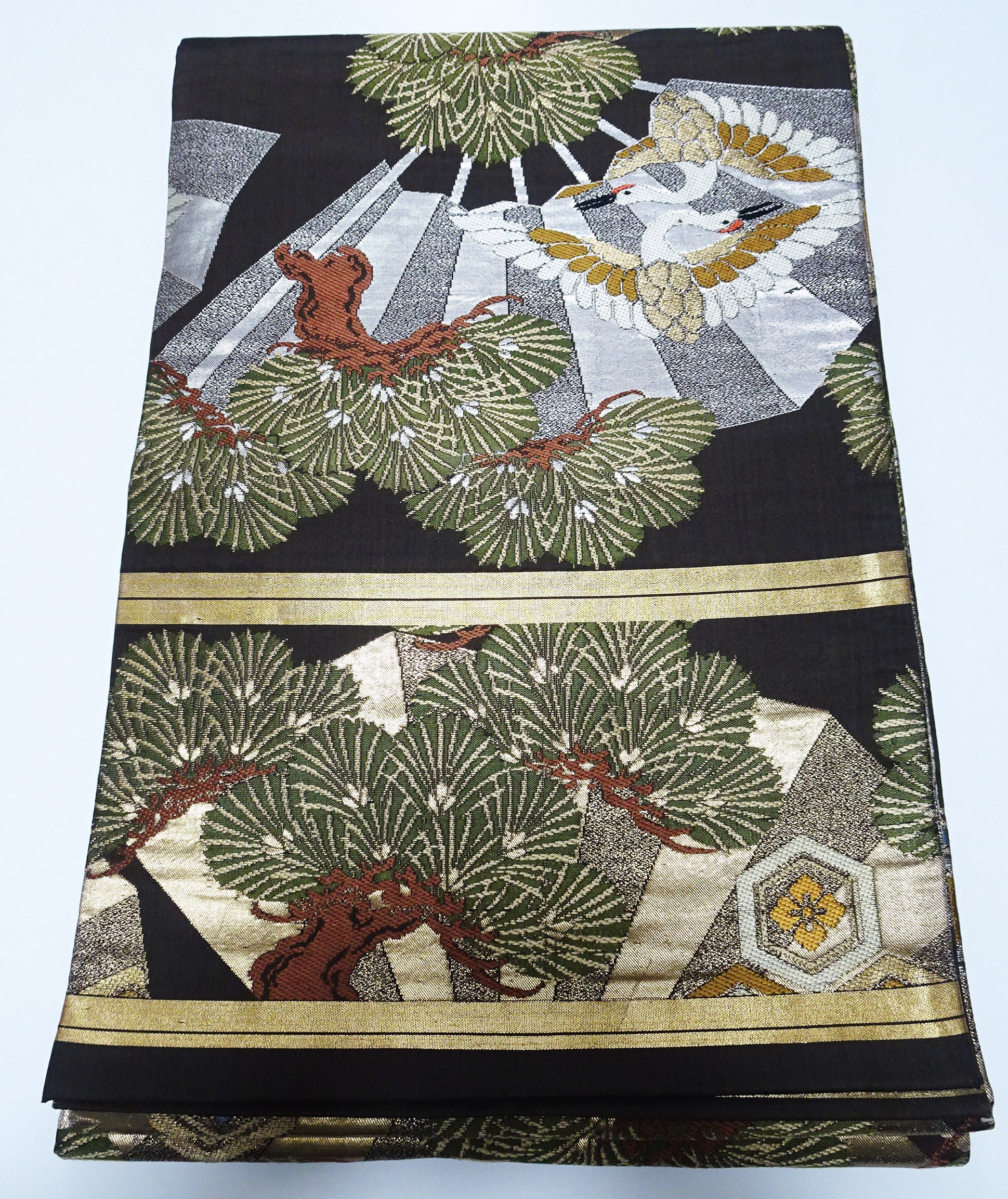 Japanese Taisho-Era Antique Maru Obi – Double-Sided All-Over Design  Dark Brown  14010