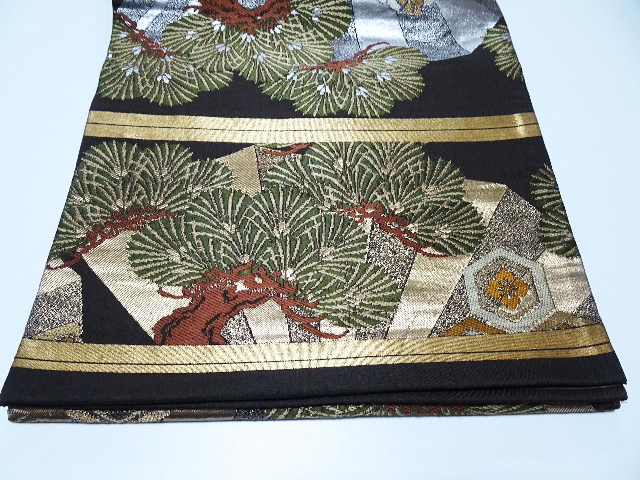 Japanese Taisho-Era Antique Maru Obi – Double-Sided All-Over Design  Dark Brown  14010