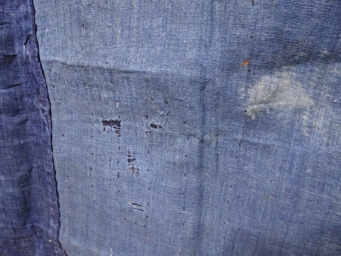 Japanese Antique Cotton Boro Ranru Sashiko kasuri Indigo dye Fabric 13628