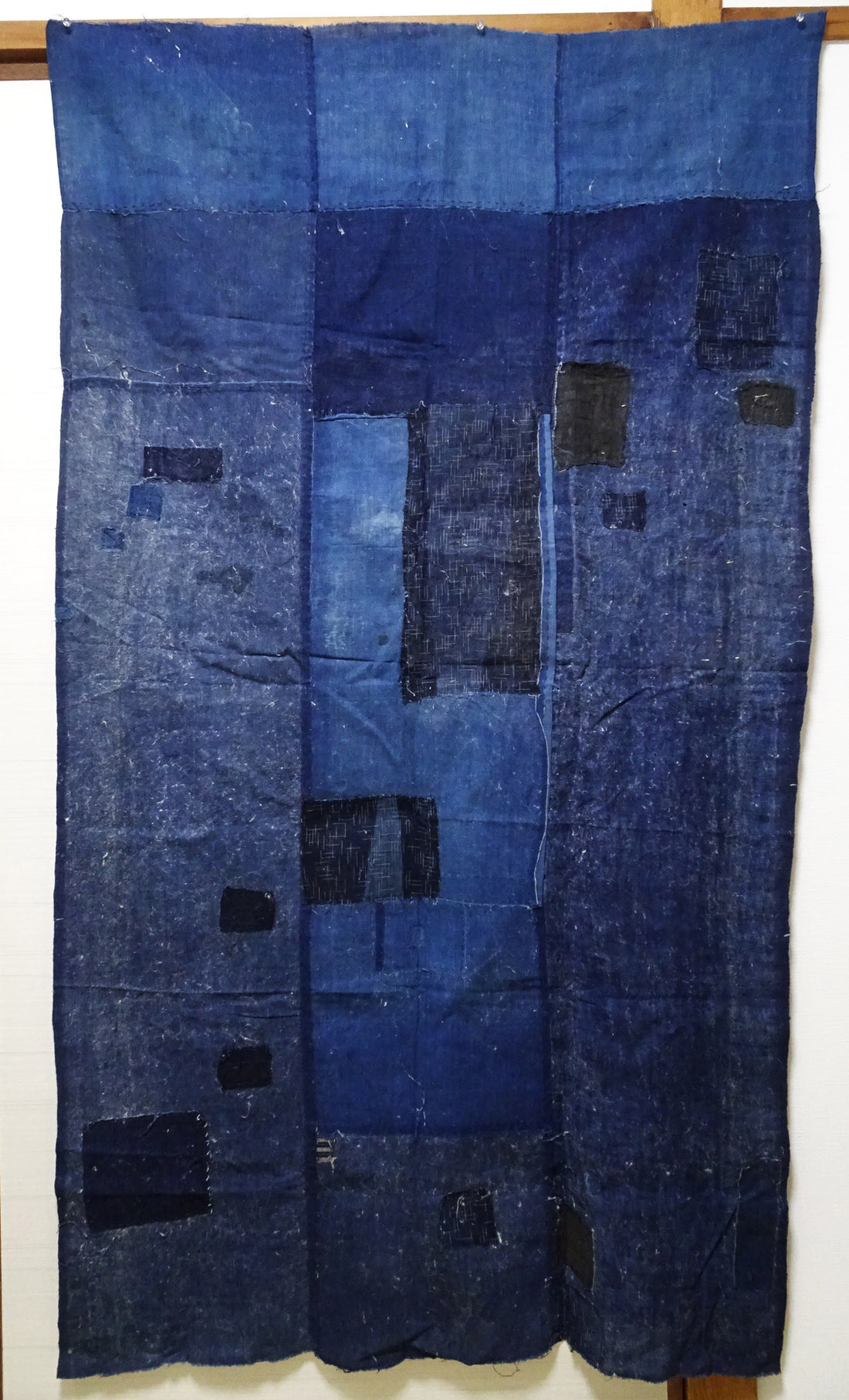 Japanese Antique Cotton Boro Ranru Sashiko kasuri Indigo dye Fabric 13628