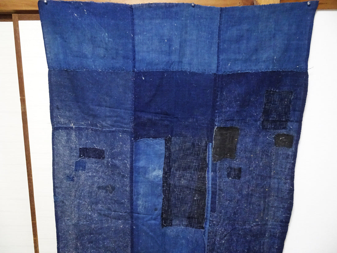 Japanese Antique Cotton Boro Ranru Sashiko kasuri Indigo dye Fabric 13628
