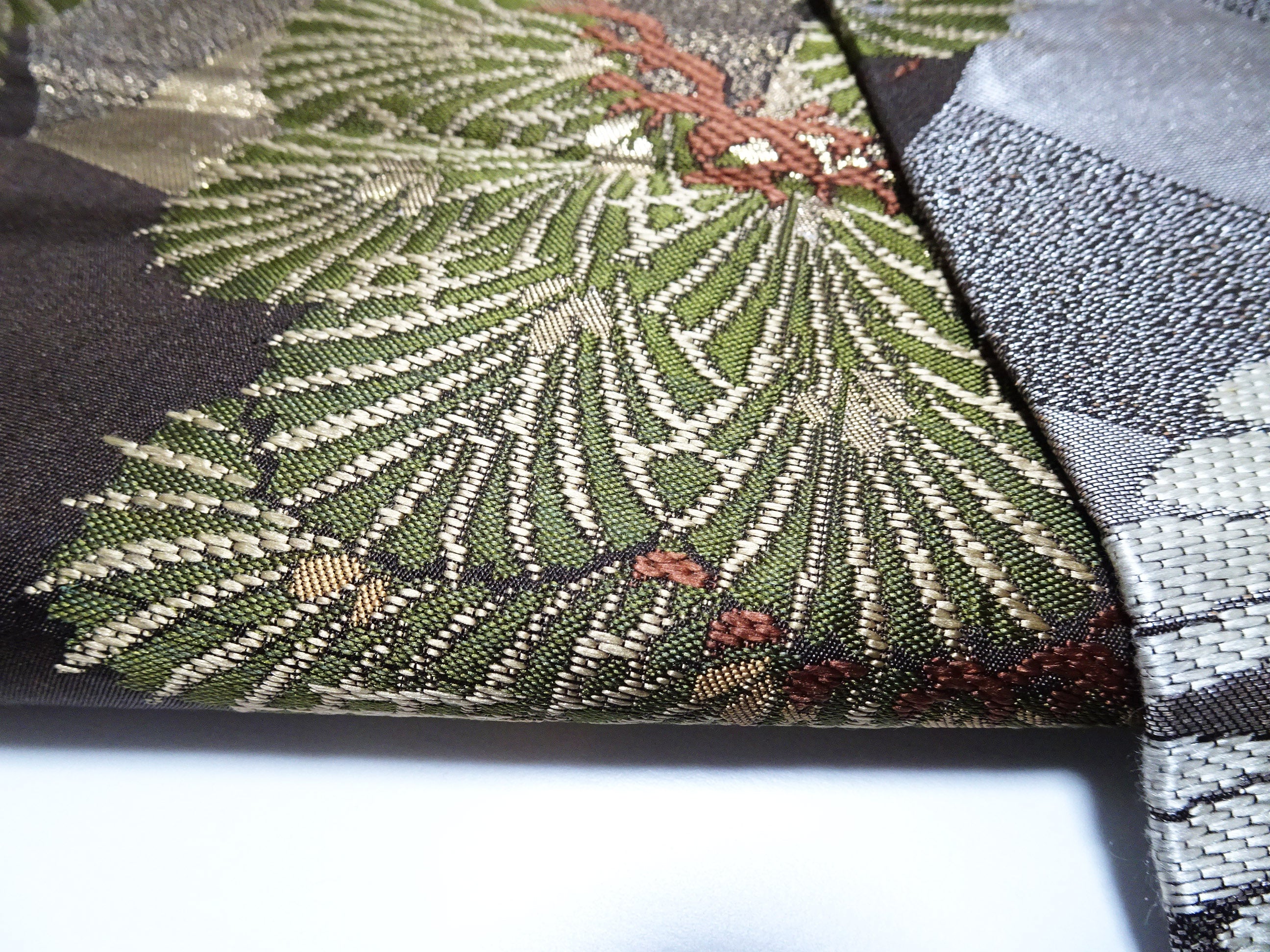 Japanese Taisho-Era Antique Maru Obi – Double-Sided All-Over Design  Dark Brown  14010