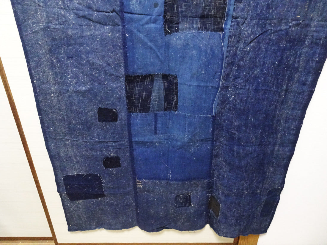 Japanese Antique Cotton Boro Ranru Sashiko kasuri Indigo dye Fabric 13628