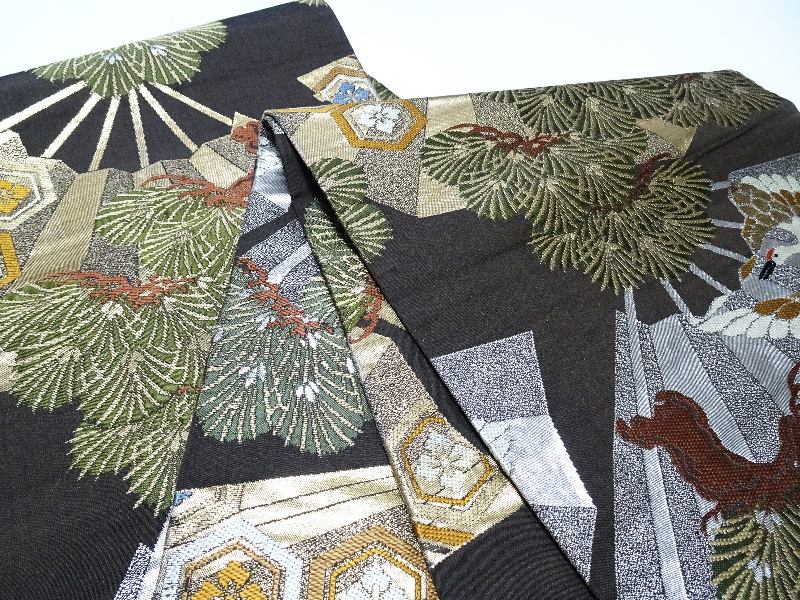 Japanese Taisho-Era Antique Maru Obi – Double-Sided All-Over Design  Dark Brown  14010