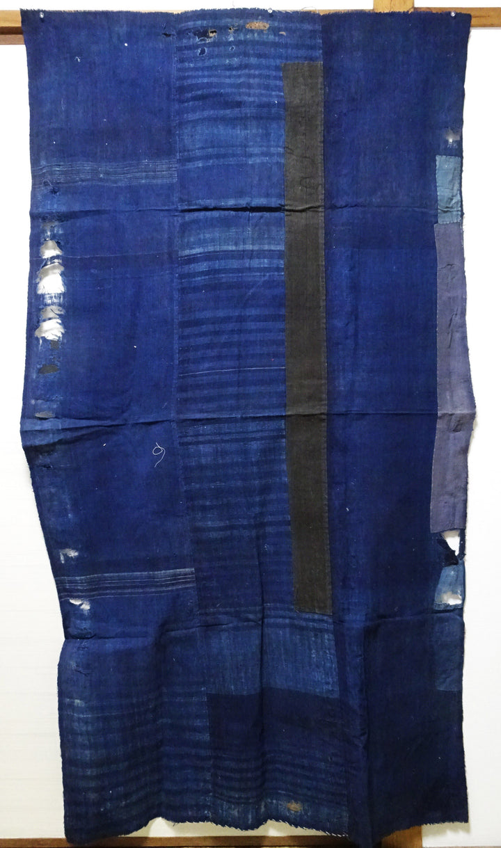 Japanese Antique Cotton Boro Ranru Sashiko kasuri Indigo dye Fabric 13629