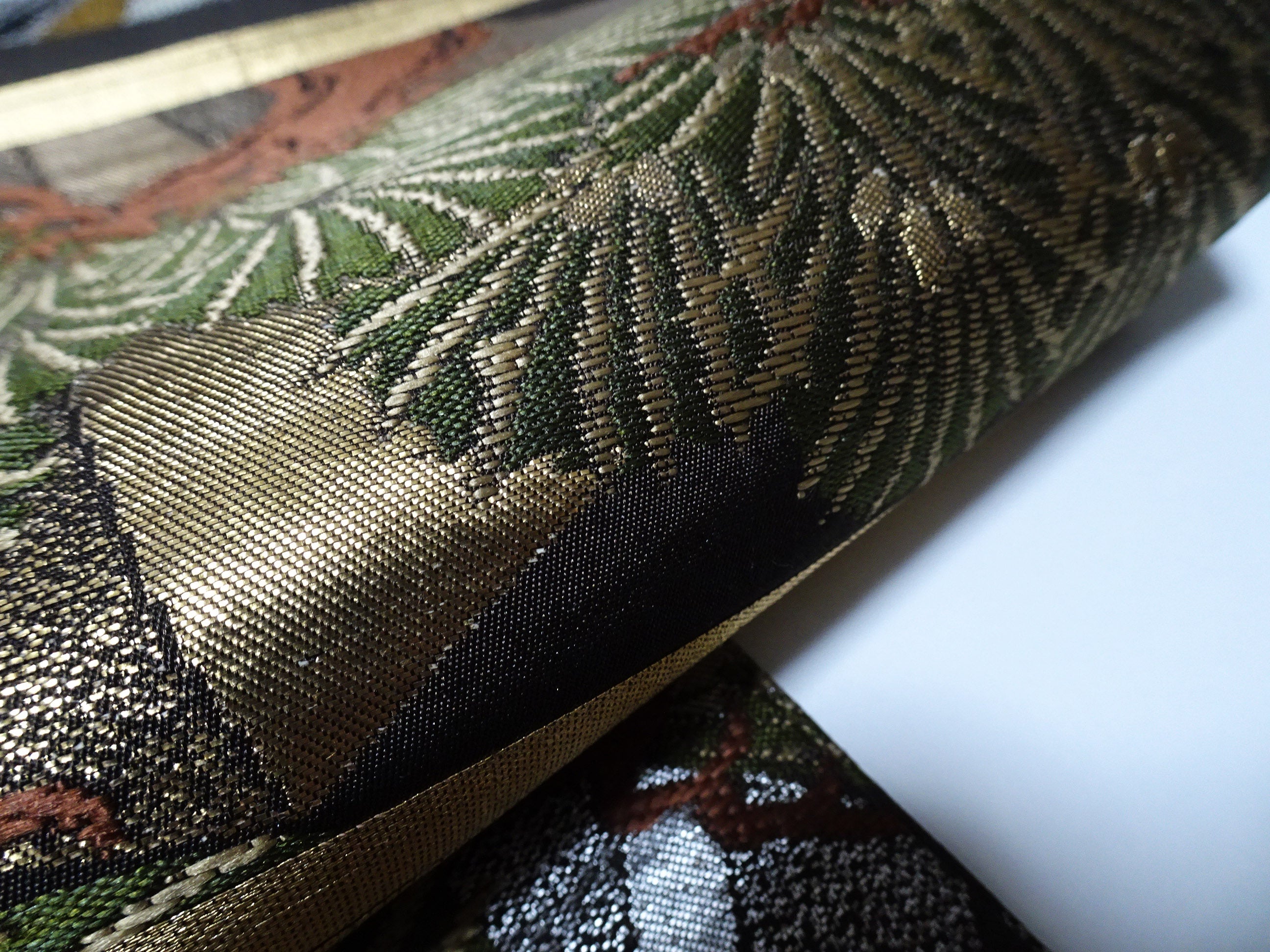 Japanese Taisho-Era Antique Maru Obi – Double-Sided All-Over Design  Dark Brown  14010