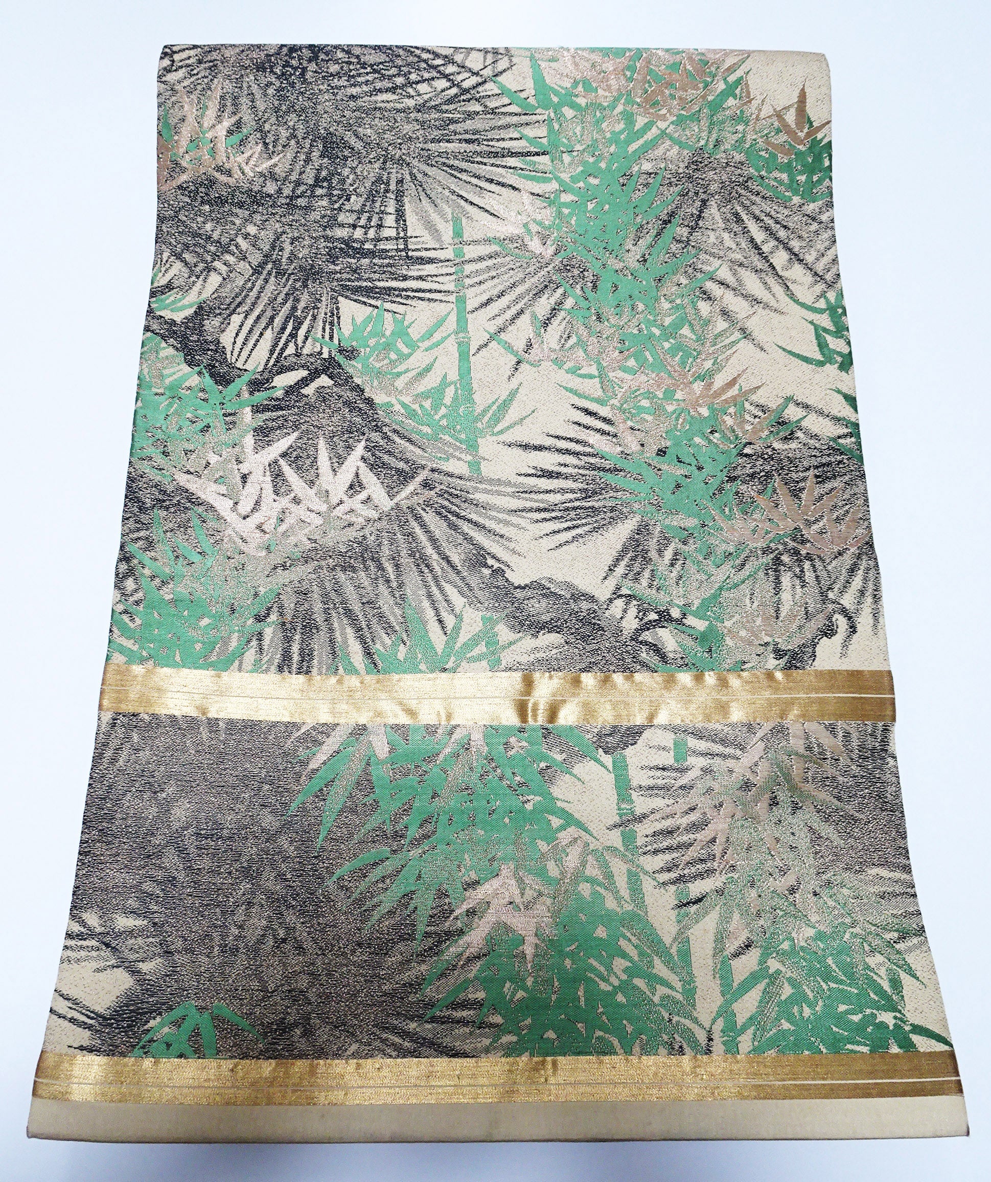 Japanese Taisho-Era Antique Maru Obi – Double-Sided All-Over Design  Golden Tea  14011