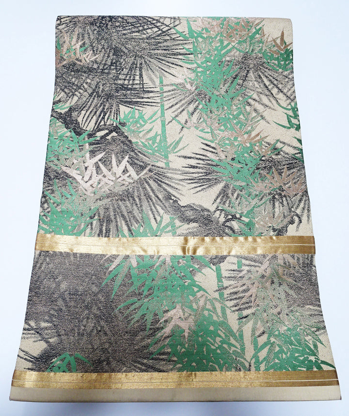 Japanese Taisho-Era Antique Maru Obi – Double-Sided All-Over Design  Golden Tea  14011