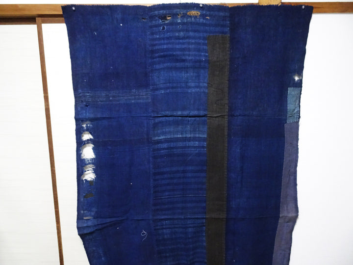 Japanese Antique Cotton Boro Ranru Sashiko kasuri Indigo dye Fabric 13629