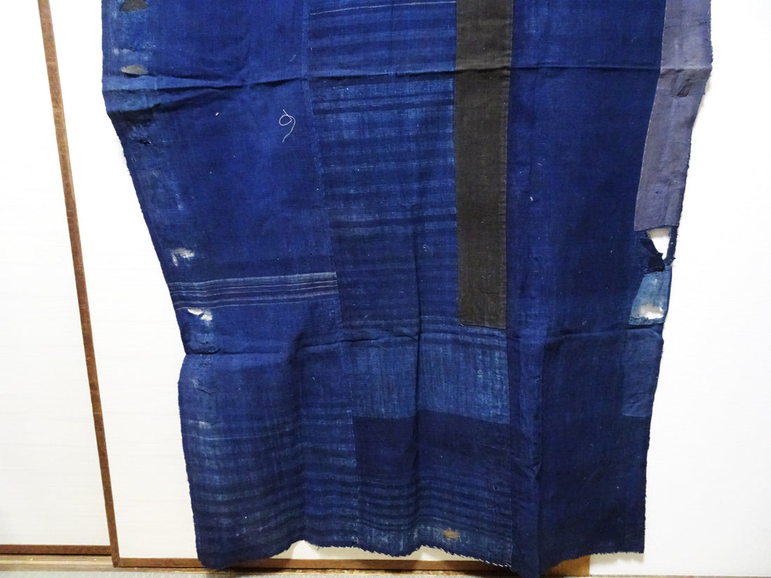 Japanese Antique Cotton Boro Ranru Sashiko kasuri Indigo dye Fabric 13629