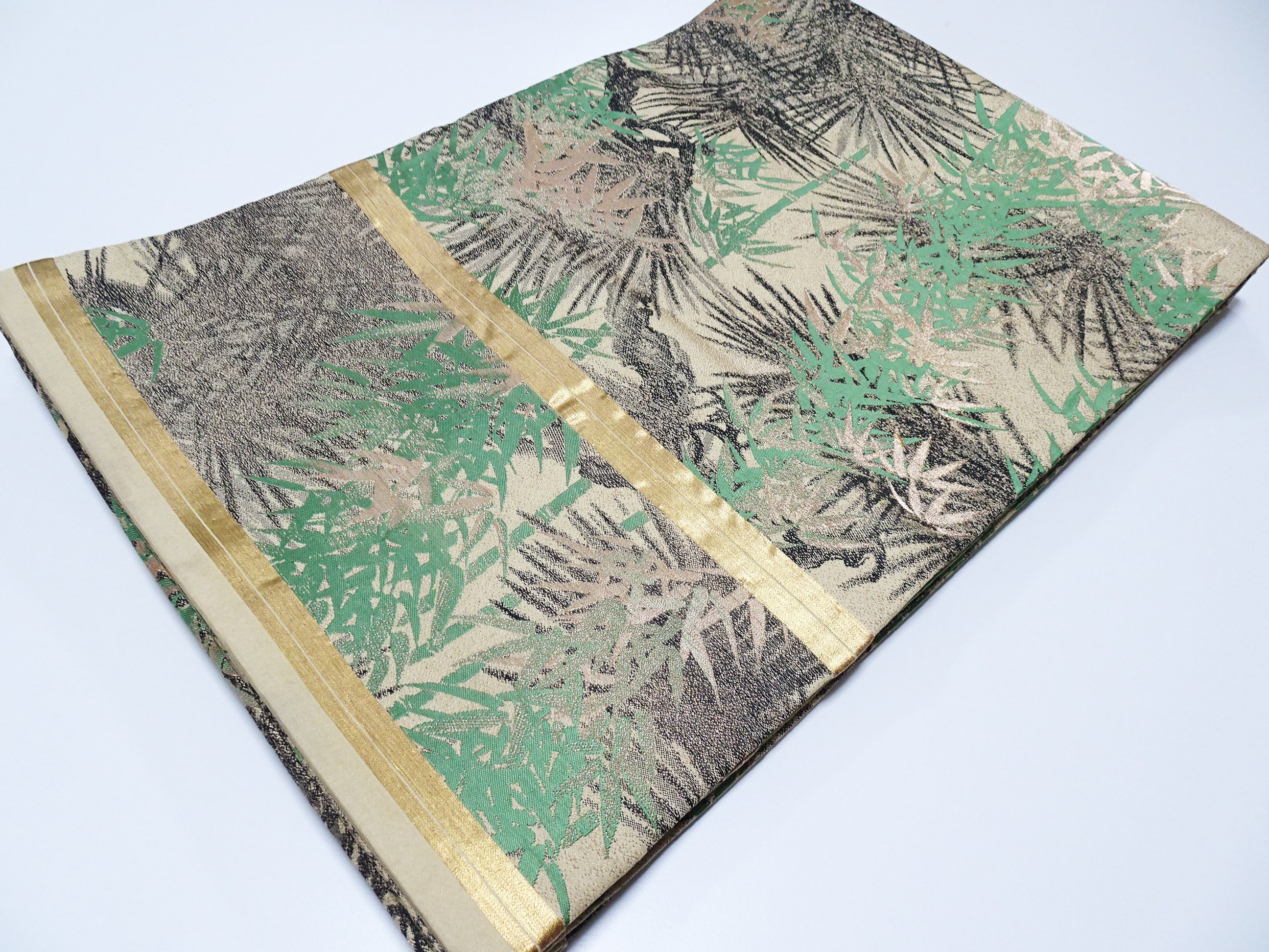 Japanese Taisho-Era Antique Maru Obi – Double-Sided All-Over Design  Golden Tea  14011