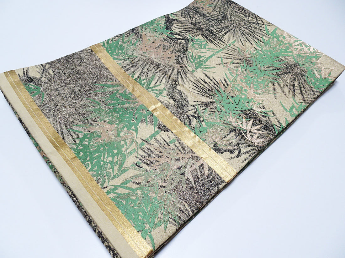 Japanese Taisho-Era Antique Maru Obi – Double-Sided All-Over Design  Golden Tea  14011