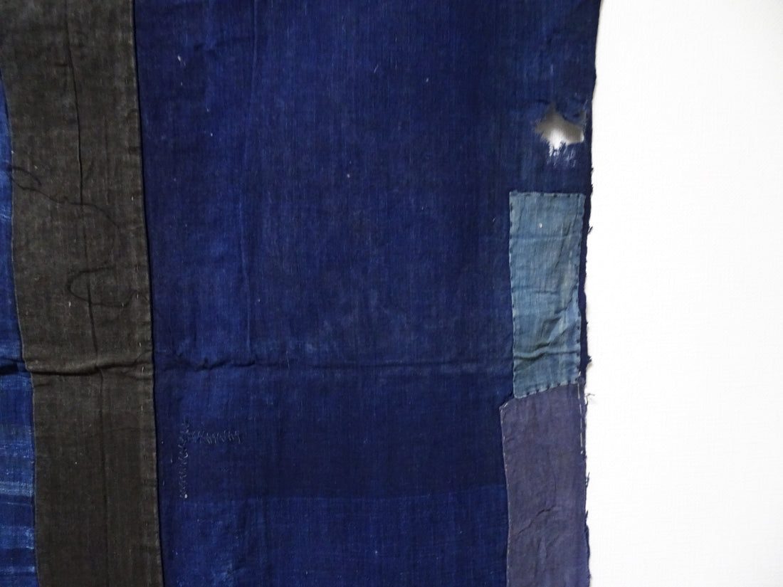 Japanese Antique Cotton Boro Ranru Sashiko kasuri Indigo dye Fabric 13629