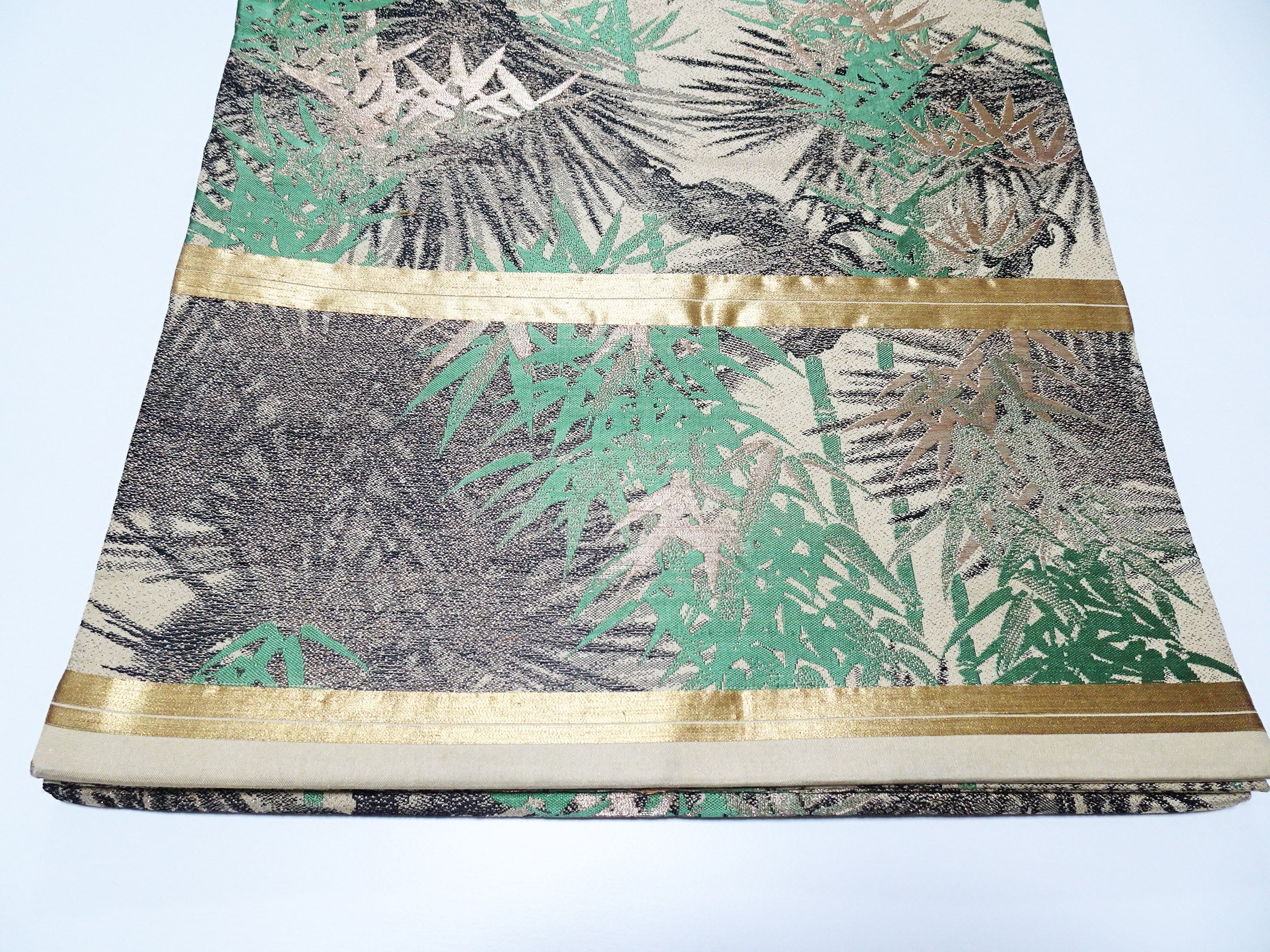 Japanese Taisho-Era Antique Maru Obi – Double-Sided All-Over Design  Golden Tea  14011