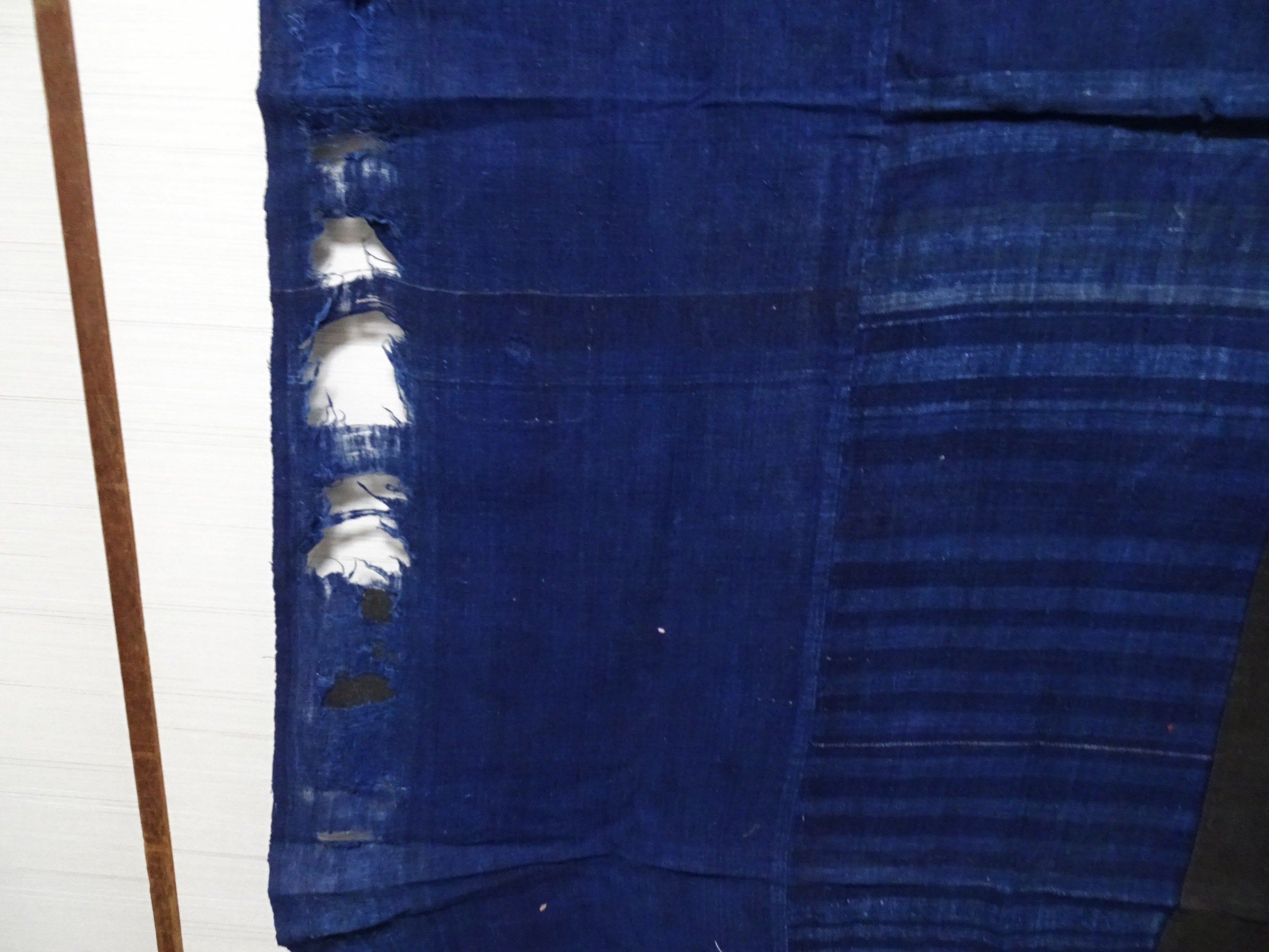 Japanese Antique Cotton Boro Ranru Sashiko kasuri Indigo dye Fabric 13629