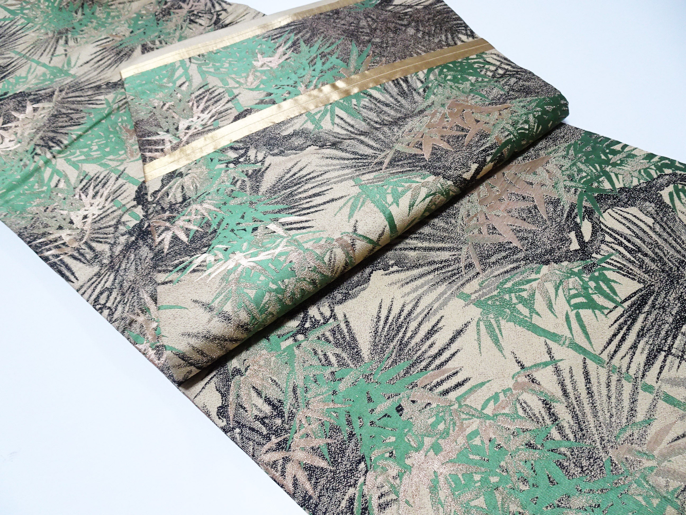 Japanese Taisho-Era Antique Maru Obi – Double-Sided All-Over Design  Golden Tea  14011