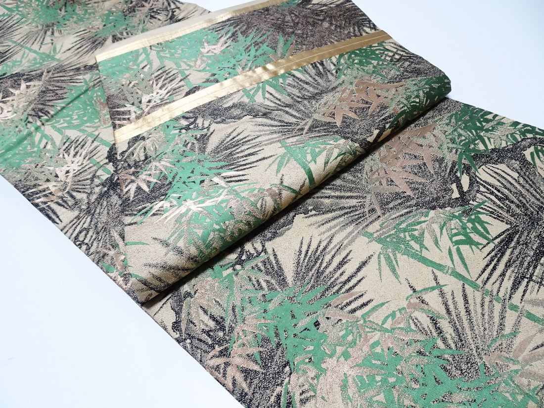 Japanese Taisho-Era Antique Maru Obi – Double-Sided All-Over Design  Golden Tea  14011