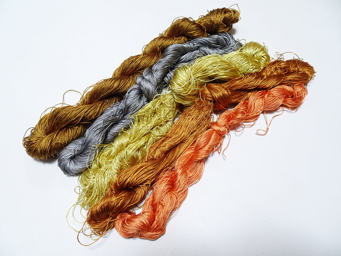 Japanese Vintage Strong Twisted Silk Thread 5sets Embroidery & Weaving 16152