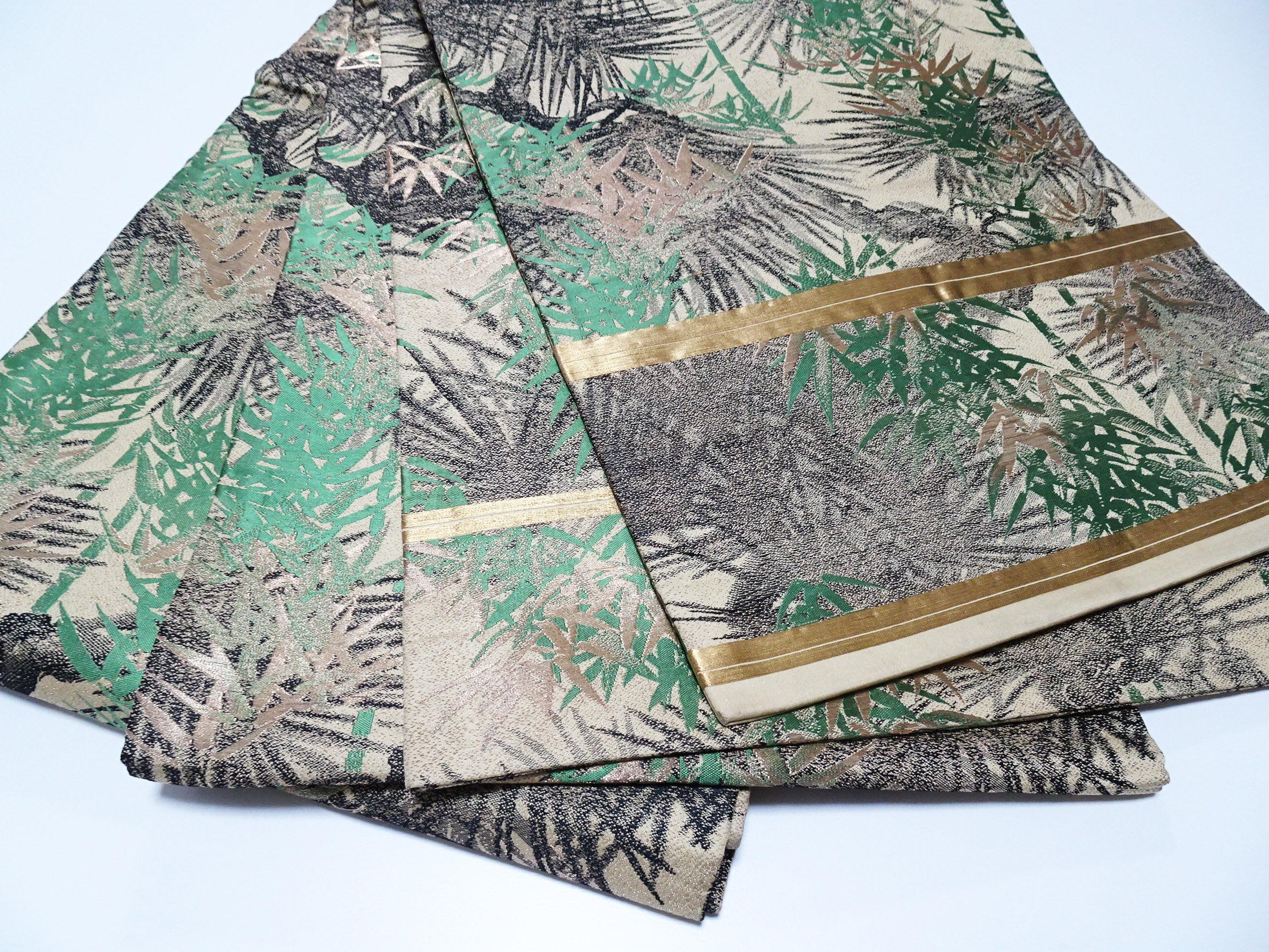 Japanese Taisho-Era Antique Maru Obi – Double-Sided All-Over Design  Golden Tea  14011