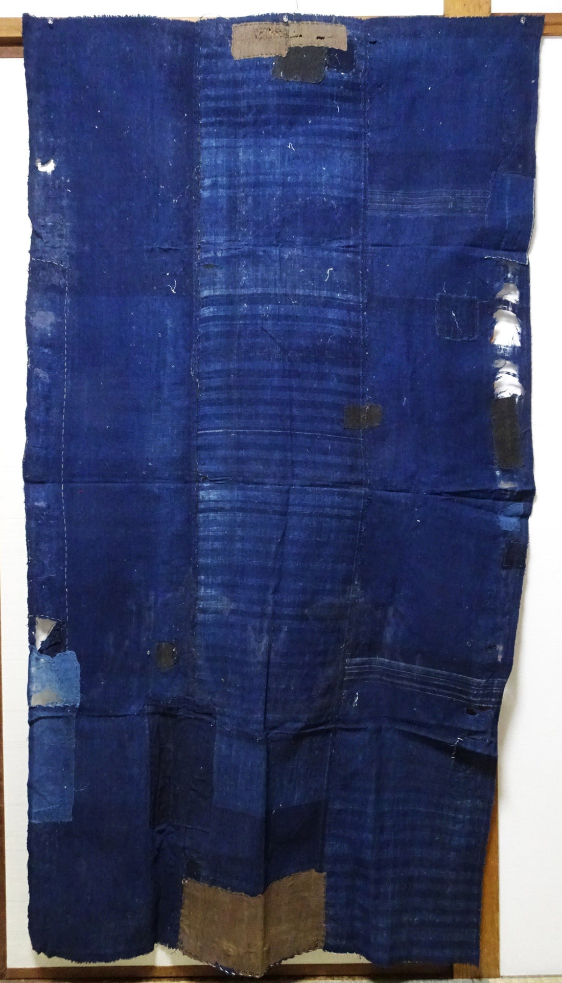 Japanese Antique Cotton Boro Ranru Sashiko kasuri Indigo dye Fabric 13629