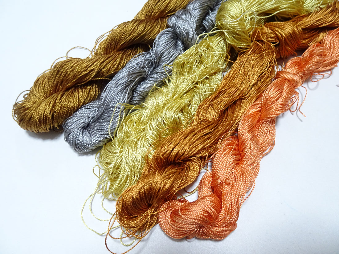 Japanese Vintage Strong Twisted Silk Thread 5sets Embroidery & Weaving 16152
