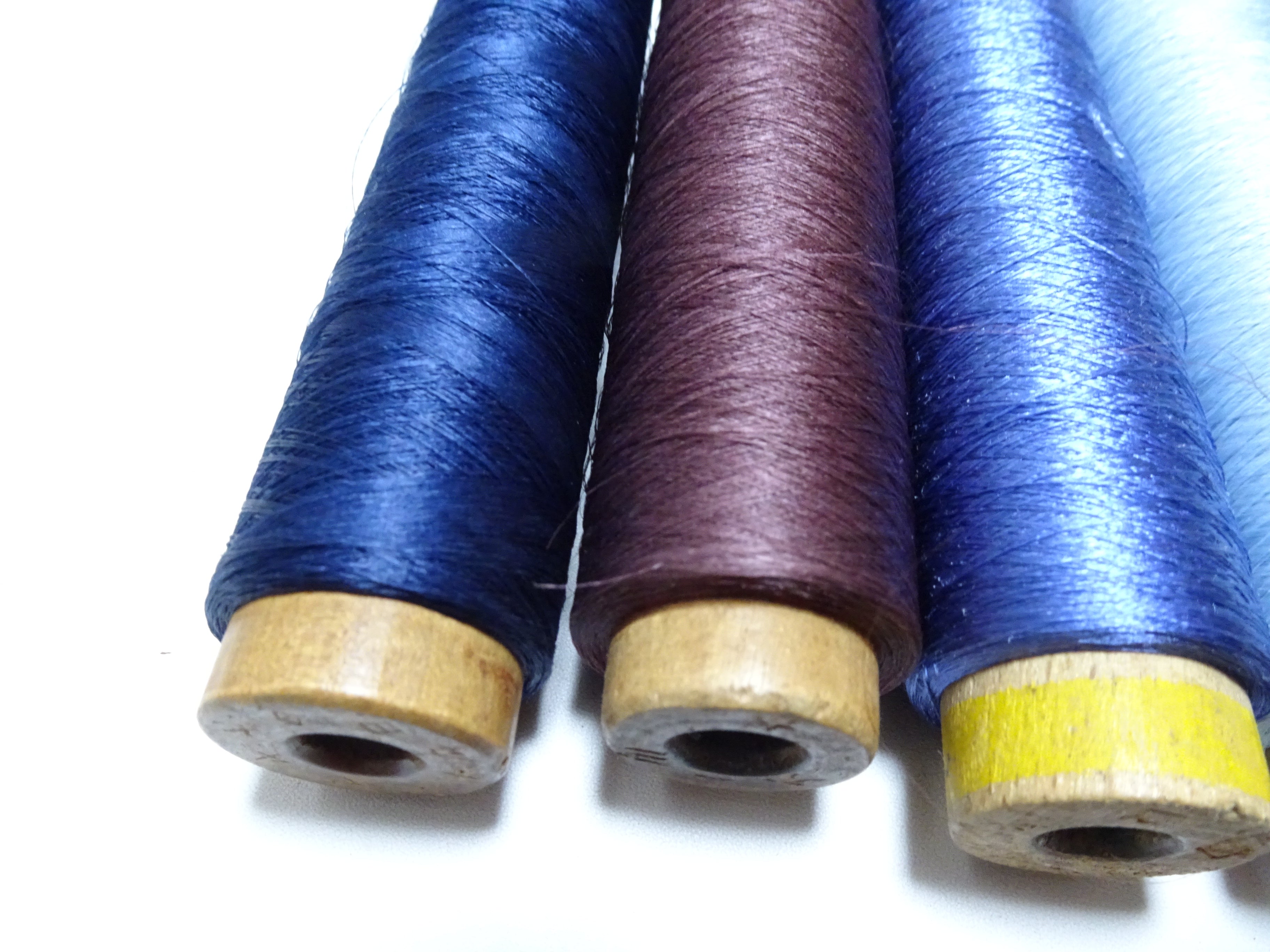 Japanese Vintage Silk Thread & Woodn Spool 4sets Embroidery 18750