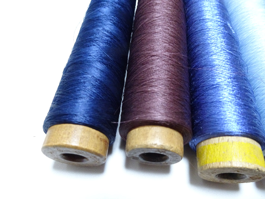 Japanese Vintage Silk Thread & Woodn Spool 4sets Embroidery 18750