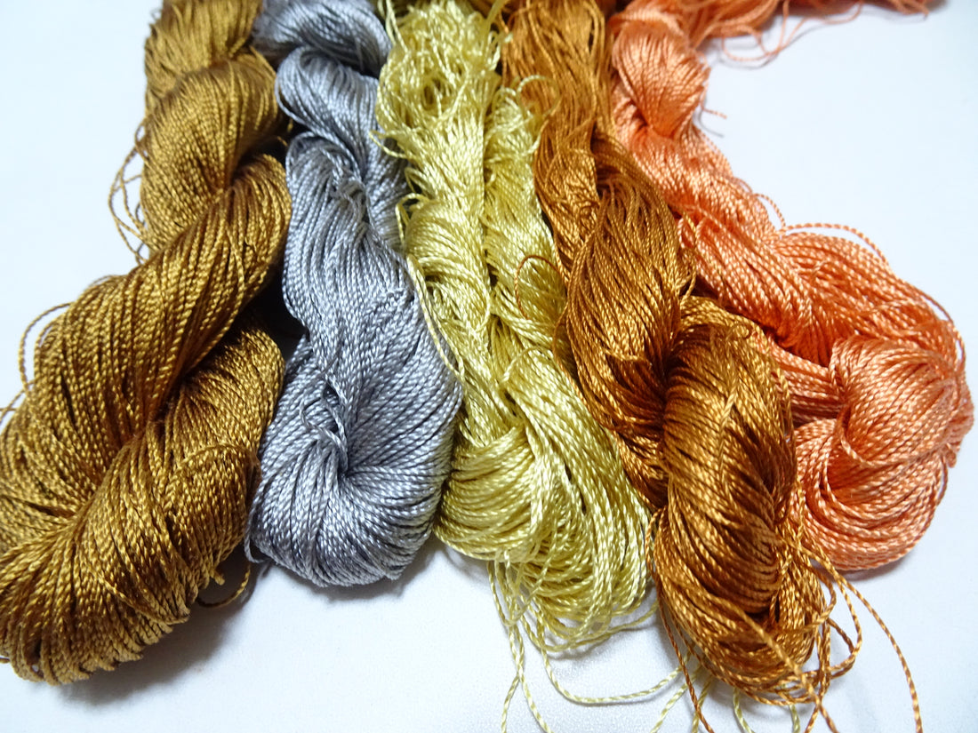Japanese Vintage Strong Twisted Silk Thread 5sets Embroidery & Weaving 16152